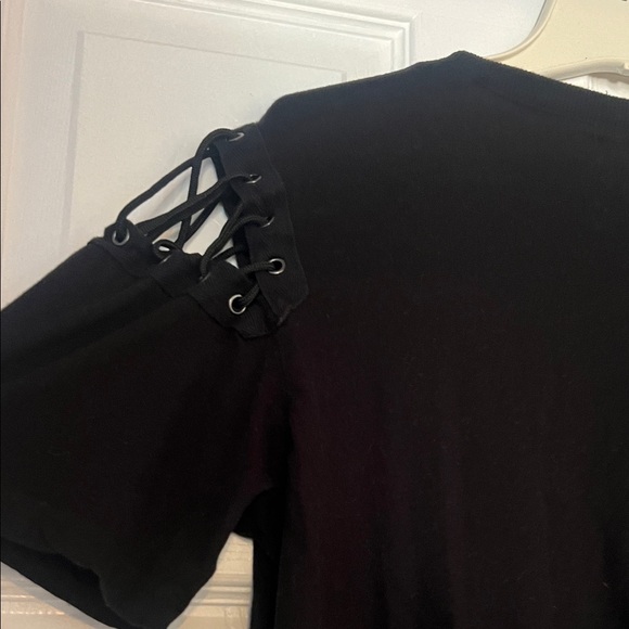 Forever 21 Black Van Halen Tee with Lace Up Sleeve Detail - Picture 6 of 7